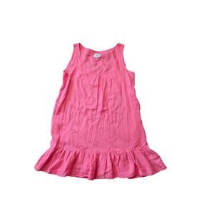 HIHO women's Large 100% Linen Dress; Pink, lightweight; Ruffled hem,
